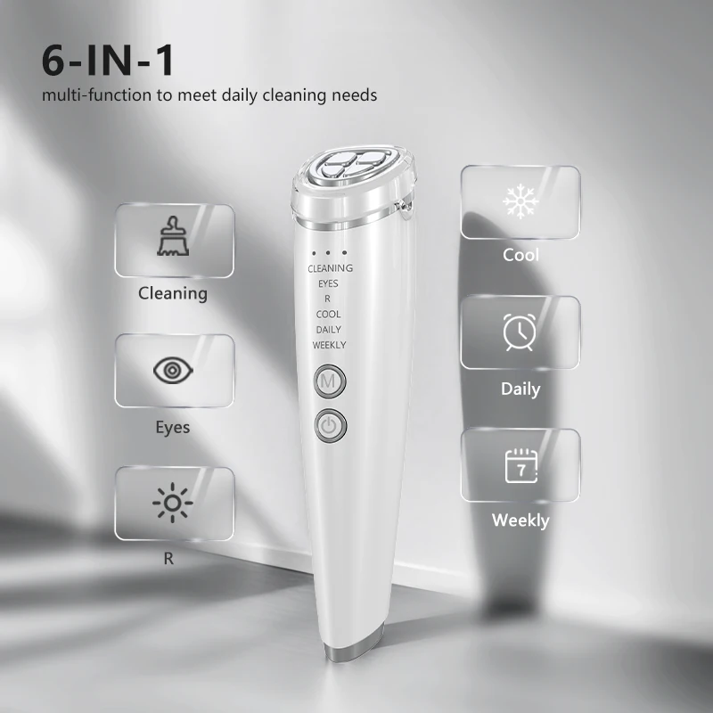 6-IN-1 EMS Facial Massager USB Rechargeable, Hot & Cold Therapy for Face, Eyes & Neck-Beauty Instrument Perfect Gift for Women