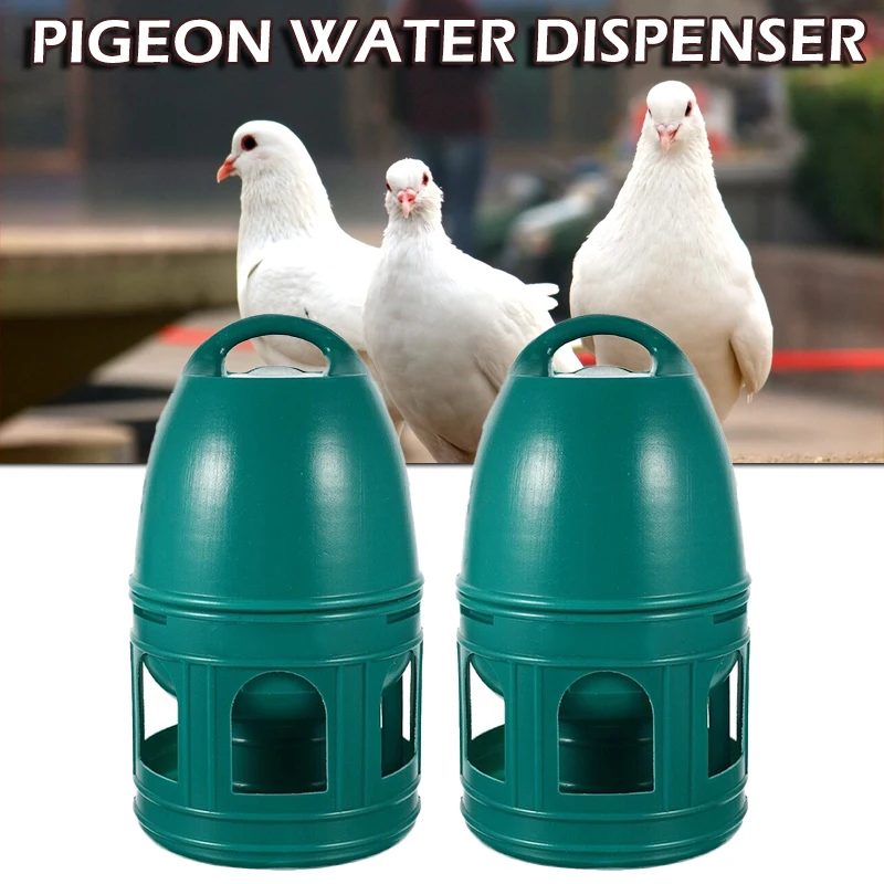 

2 Pcs Portable Pigeon Bird Drinker Green Plastic Pet Bird Water Drinker 5L Large Capacity Bird Drinker With Hanging Handle