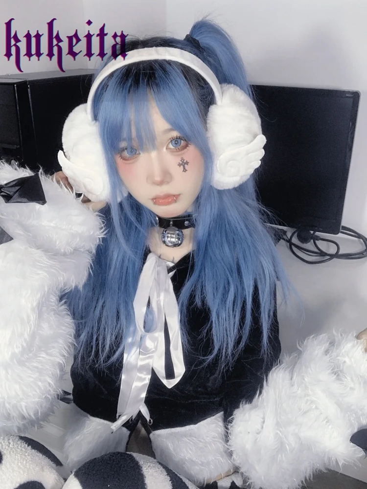 Y2K Angel Wing Earmuffs Harajuku Punk Women Girls Winter Kawaii Plush Goth Warm Earmuffs Lovely Outdoor Ear Cover