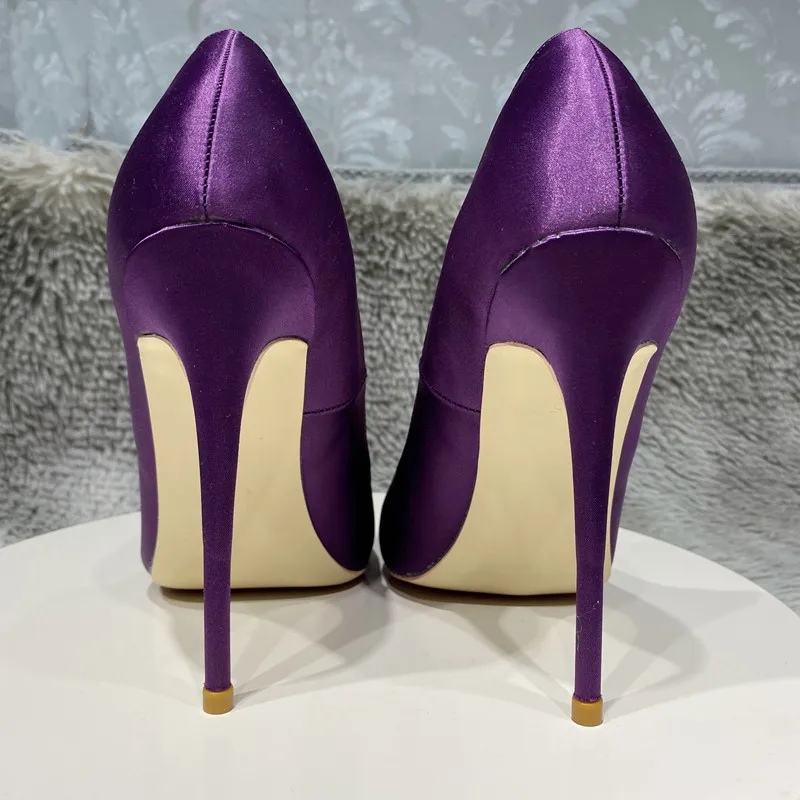 Dark Purple Satin Pointed Toe Women Shoes Crystal Strap Stiletto Prom Heel  Pump Cutouts Thin Heels Buckle Strap Party Dress Shoe - AliExpress