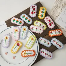 

New Winter Ins Girl Woolen Knitted Sweet Colorful Hairpin Handmade Barrettes Kid Soft Hair Clip Fashion Women Hair Accessories