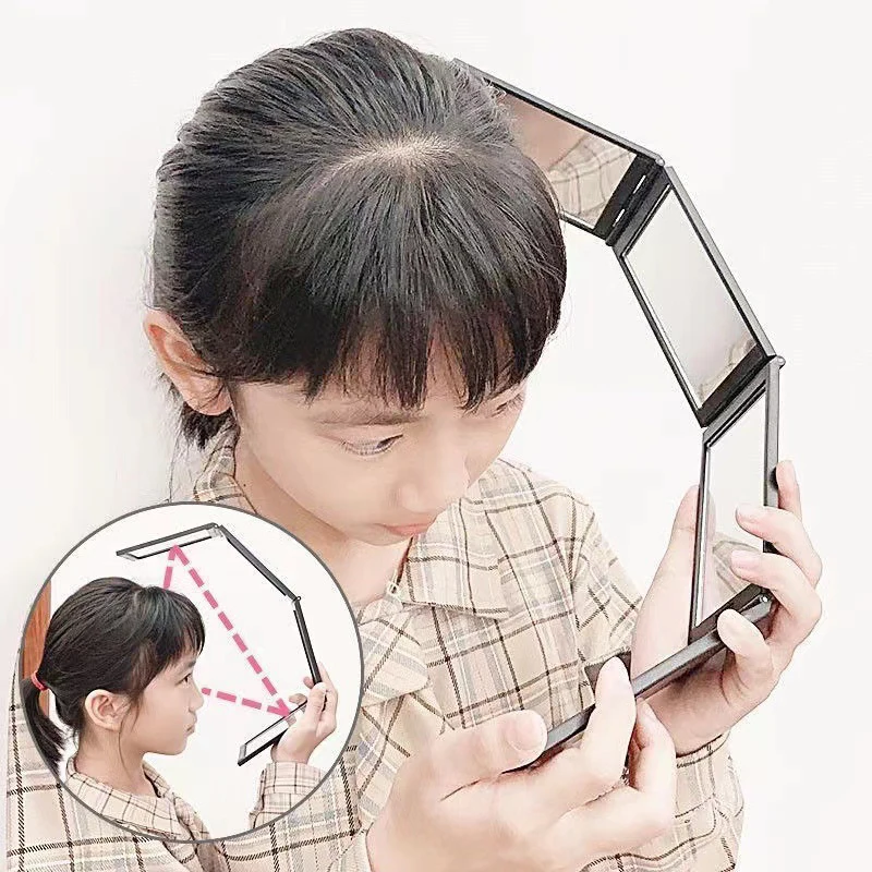 4 Way Mirror 360 Degree Handheld Desktop Portable Foldable Makeup Mirror For Self Hair Cutting Makeup Beauty Tool makeup mirror haircut mirror hand holding mirror