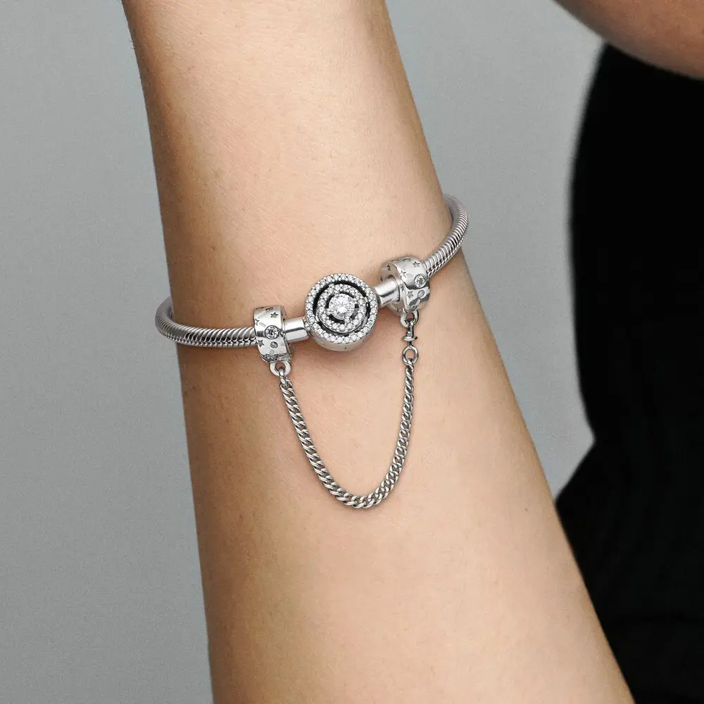 925 Sterling Silver Star Letter Pendant Lock Chain Beads Charms For Women Jewelry Accessories