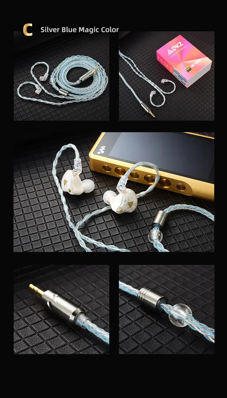 KZ Symphony、QKZ T1 QKZ T1 Silver-Plated 8-Strand Upgrade Cable for KZ