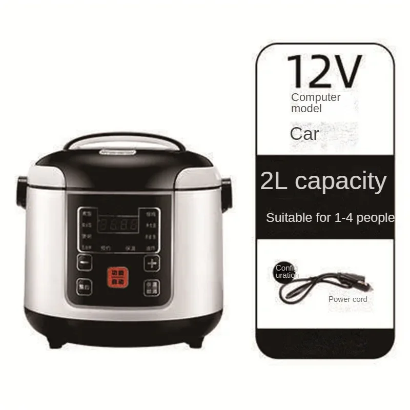 12V 24V Mini Rice Cooker Car Truck Soup Porridge Cooking Machine Food Steamer Heat Lunch Box Meal Heater Warmer English Menu 2L Rice Cooker Electric Cooker