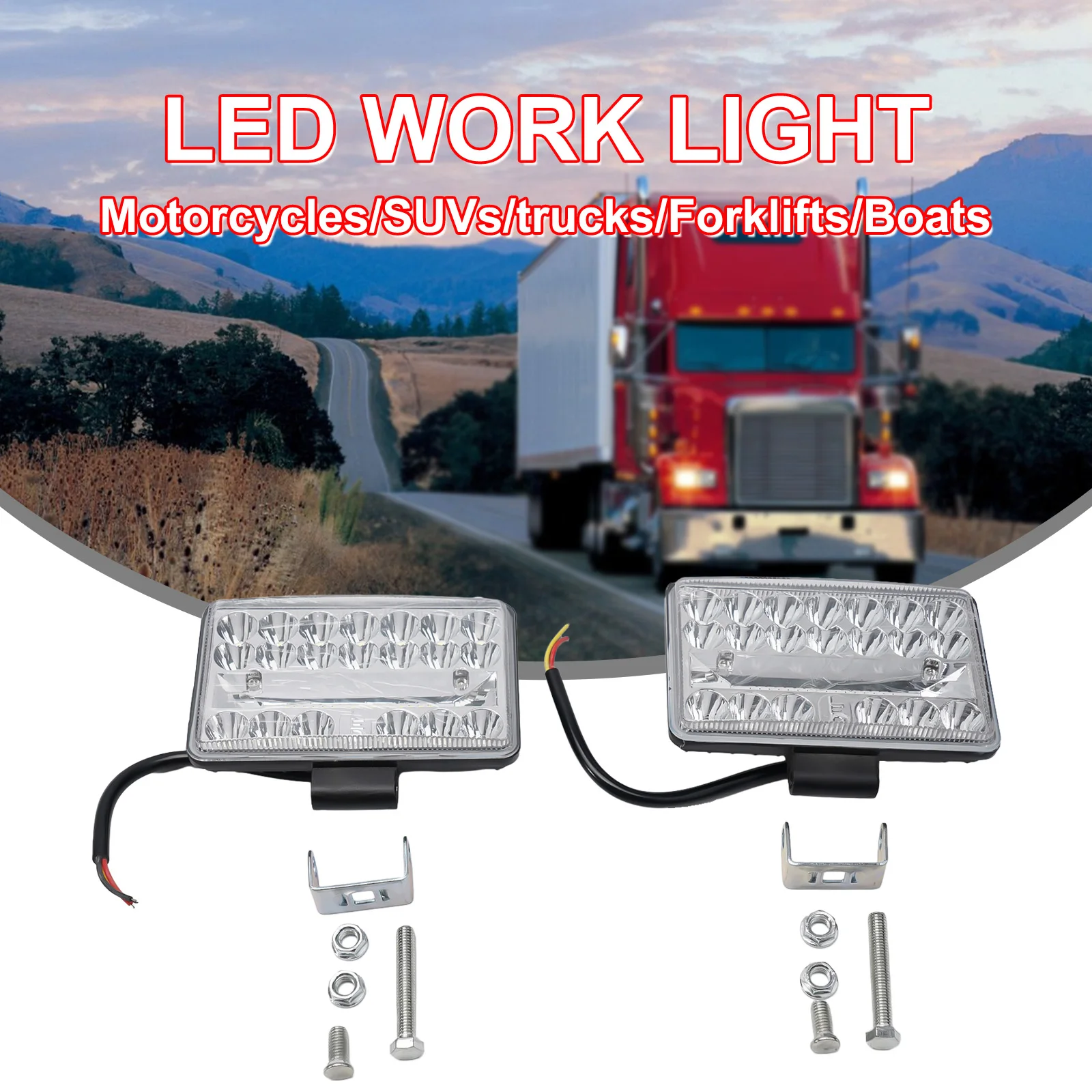 자동차 헤드라이트 LED 라이트 직사각형 교체용 2개 3X5인치 60W 새 제품 크롬 고광도 자동차용