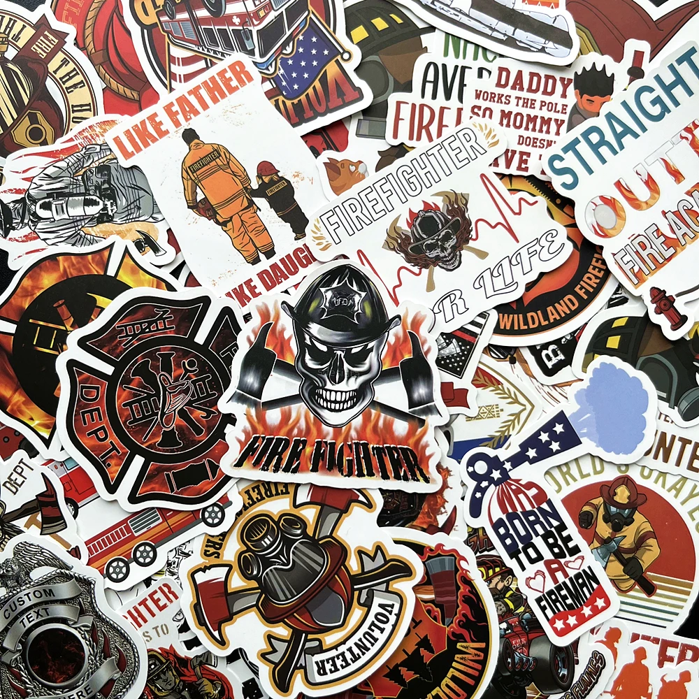 Cool Fireman Hero Cartoon Stickers Pack