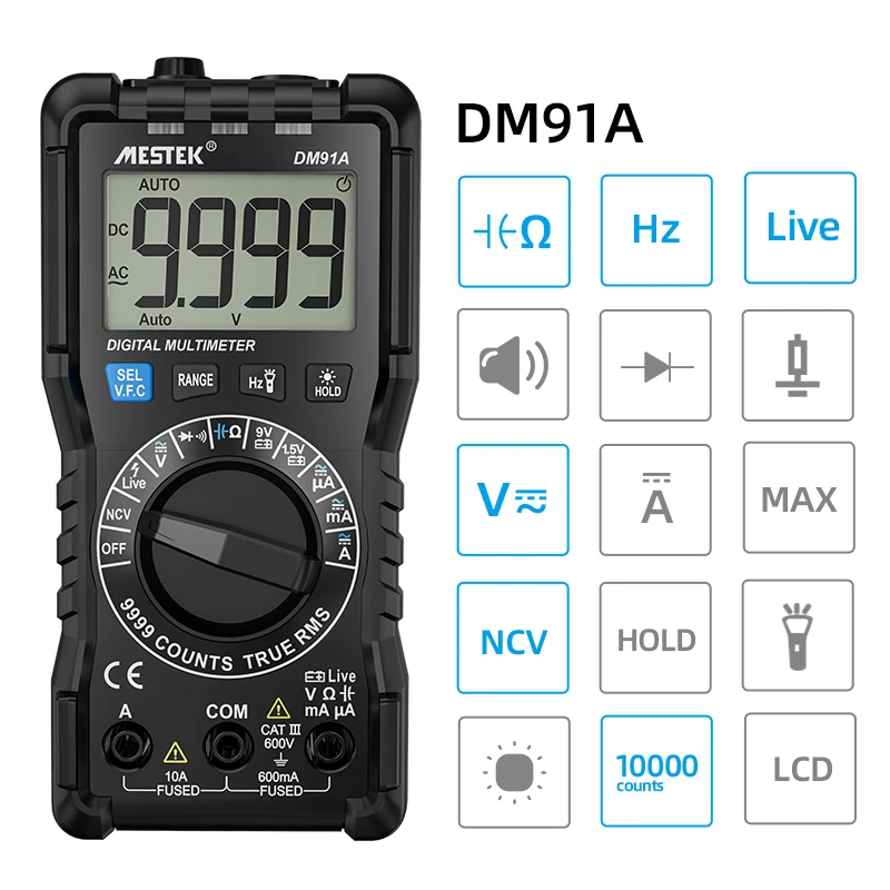 Digital Multimeter Digital DC/AC Voltage Resistance Smart Capacitor Tester Electric Manual Auto Range Ammeter Meter 9999 Count digital multimeter multimeter tester