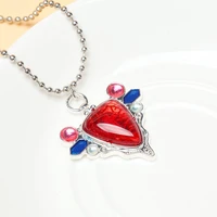 Anime JoJo Bizarre aventure Collier Joseph Joestar colliers femme mode rouge rubis pierre coeur Collier Cosplay Collier 3