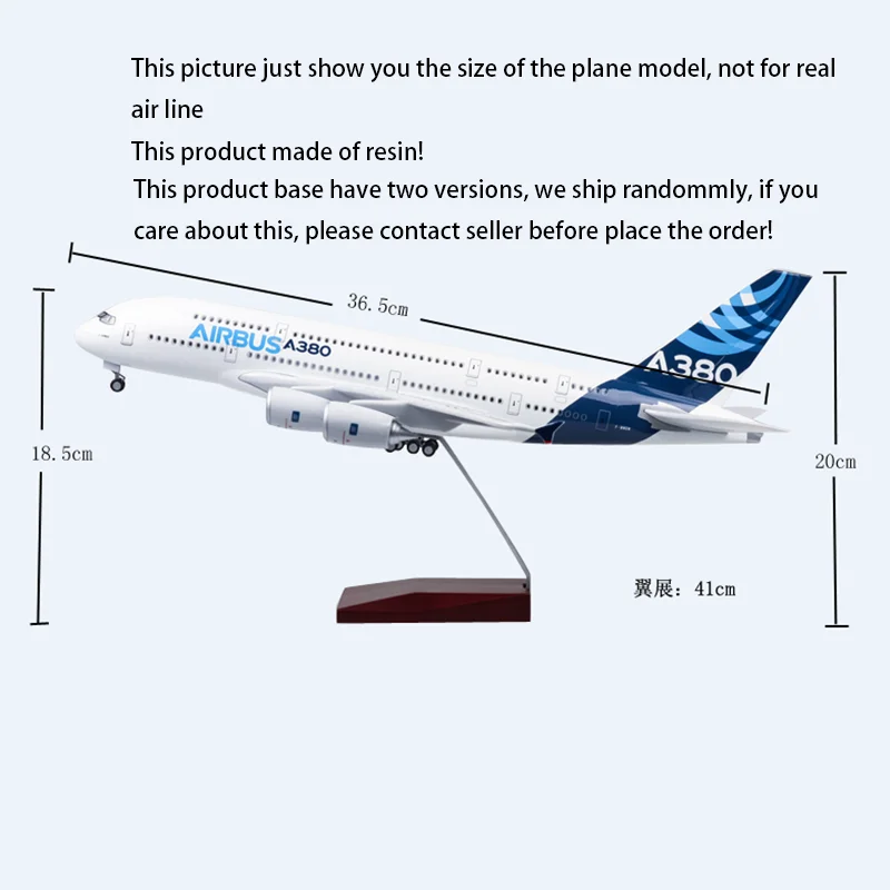 1/200 Scale 36.5CM Airplane 380 A380 QANTAS Airline Model W