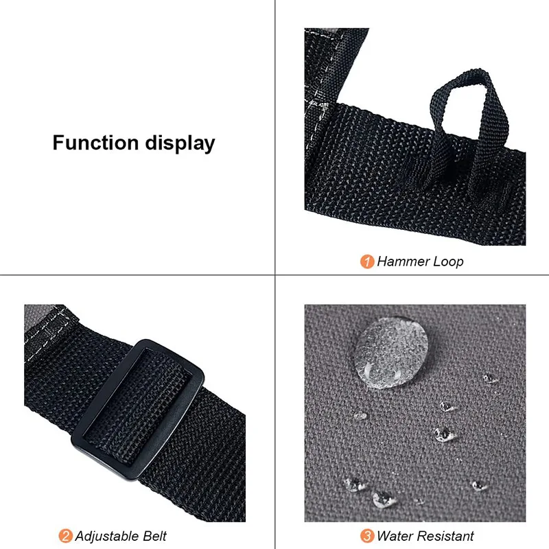 Verstellbare Taille, Schreiner- und Elektriker-Werkzeugschürze, multifunktionale Canvas-Gürteltasche mit mehreren Taschen für Männer und Frauen – Detail 5