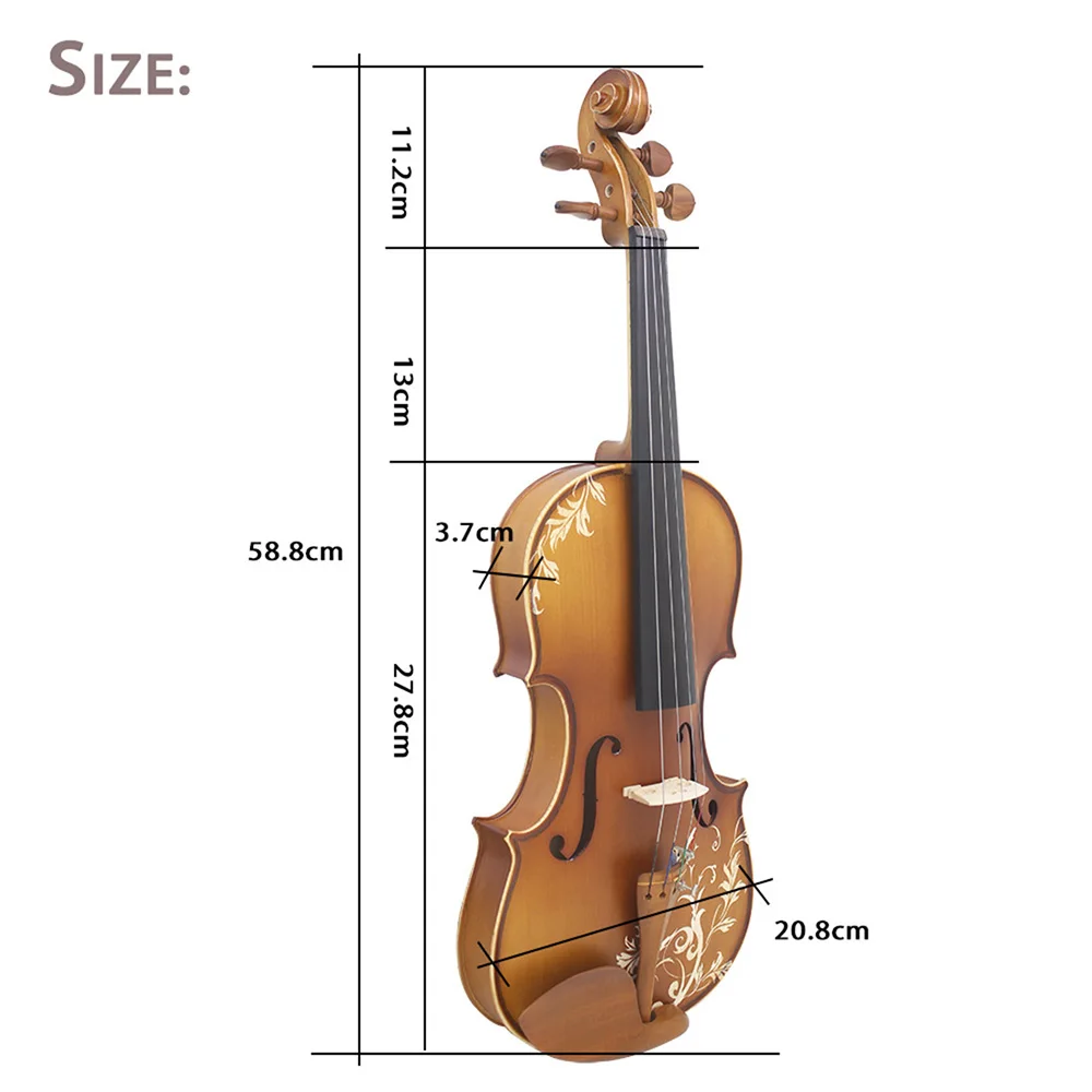 4/4 Violin Acoustic Solid Carved Wood Natural Color Violino Basswood Violin Kits With Case Bow Beginners Instrument Accessories