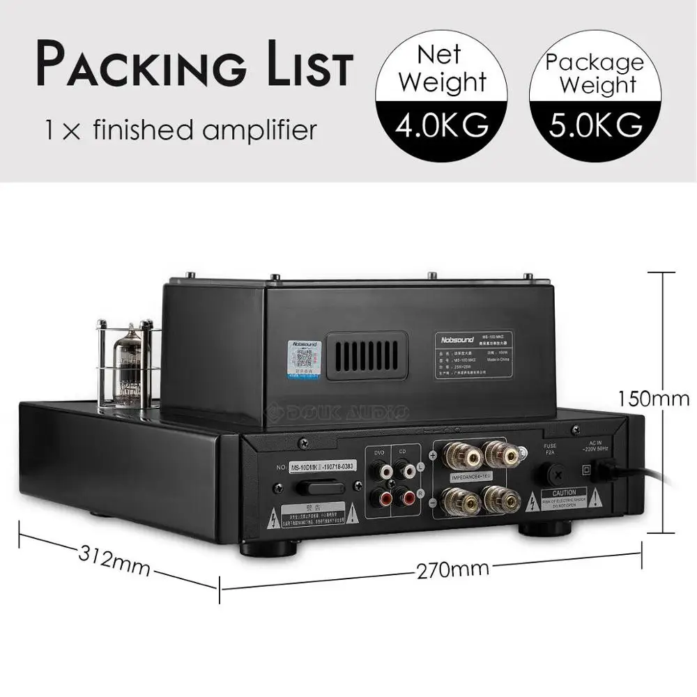 Monoprice 50Watt Stereo Hybrid Tube Amplifier With Bluetooth, Line