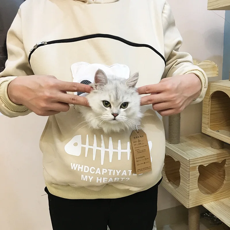 Sweatshirt Cat Lovers Hoodie Kangaroo Dog Pet Paw Pullovers Cuddle Pouch Cat  Carrier Sweatshirt Pocket Animal Ear Hooded Plus - AliExpress