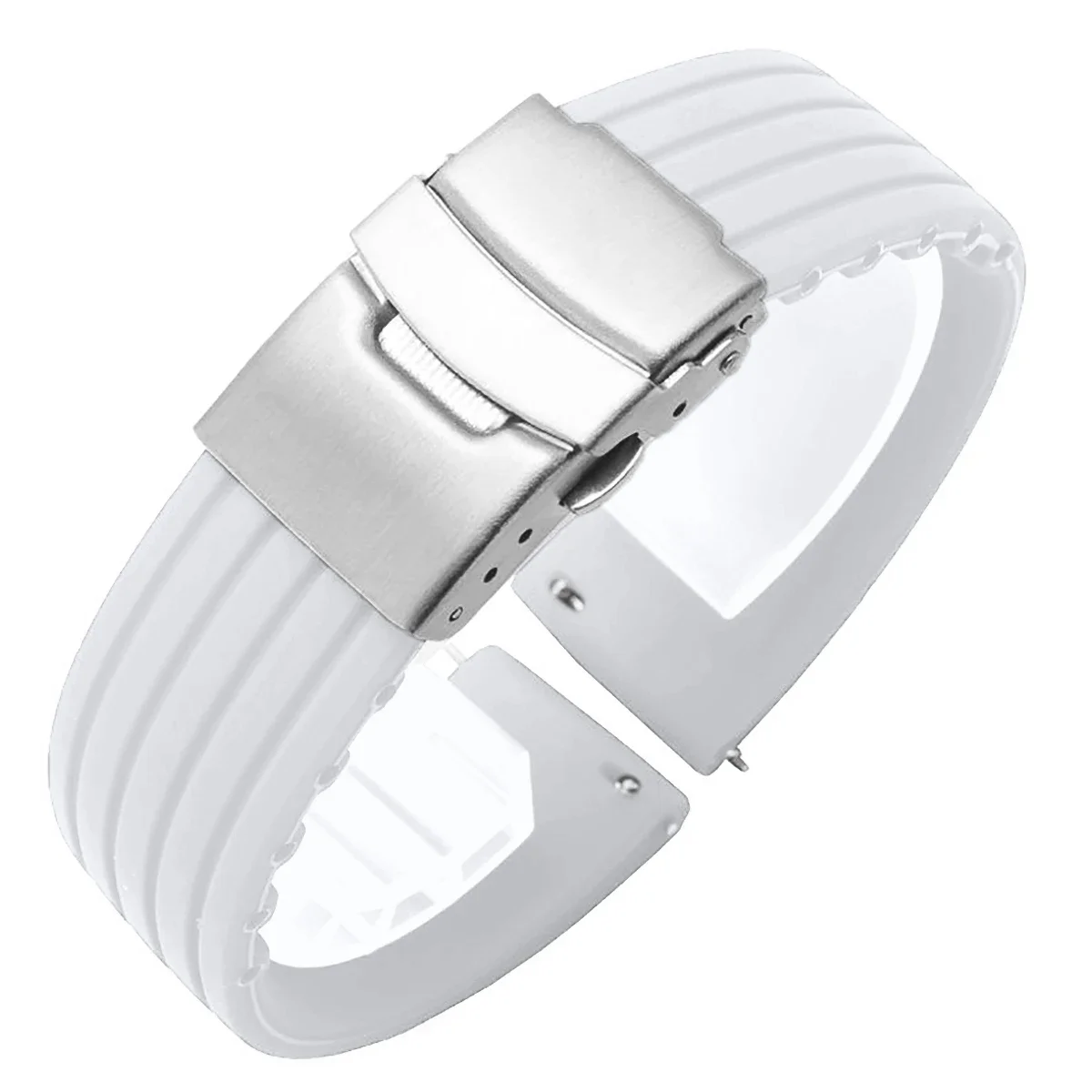 Premium Rubber Silicone Sport Strap - Quick Release Adjustable Watchband Bracelet