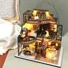 DIY Wooden Miniature Model Kit European Loft Casa Doll Houses 3D Puzzle Dollhouse With Furniture Lights for Friends Xmas Gifts 2
