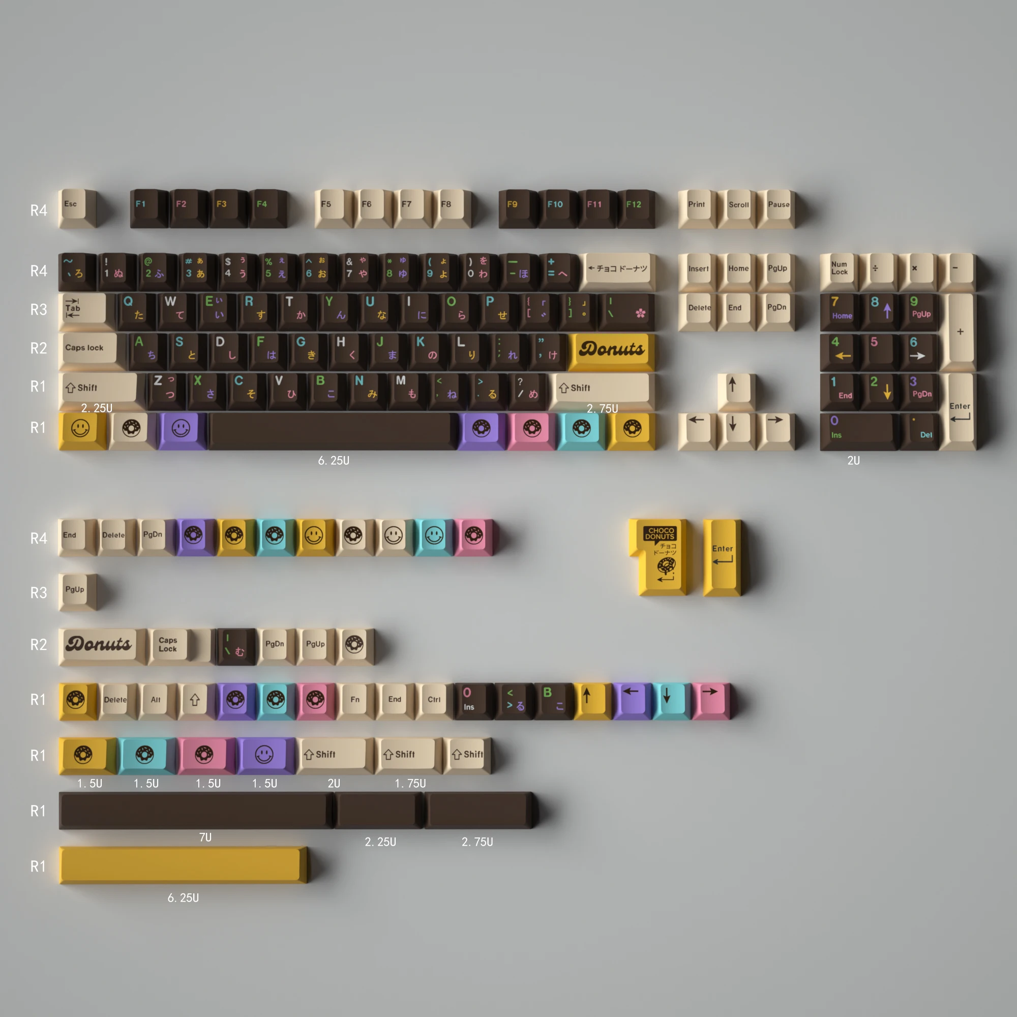 Luva x Domikey Choco Donuts Tema Keycap Conjunto Completo Perfil Cereja Pbt Tintura-sublimação Teclado Mecânico 153 Chaves - Imagem 6