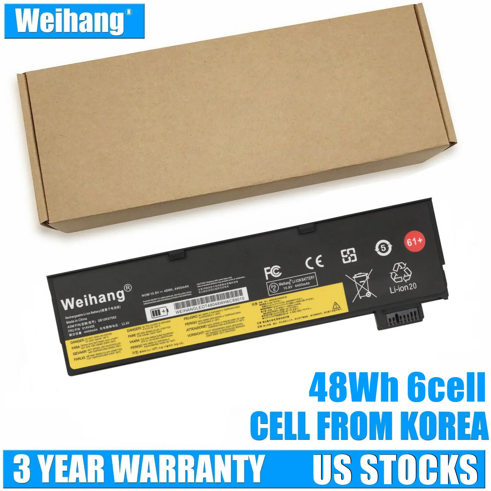 

Weihang Battery For Lenovo Thinkpad T470 T480 T570 T580 P51s P52s 01AV422 01AV423 01AV424 01AV425