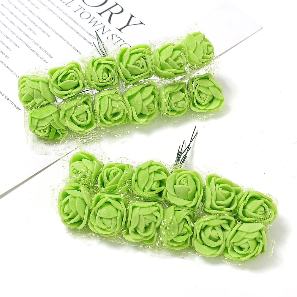 144 Stück künstliche Rosenblumen, Blumenstrauß, 7,5 cm Schaumstoff, künstliche Blumen, Hochzeitsdekoration für Zuhause, Raumdekoration, DIY-Geschenke, Zubehör – Detail 15