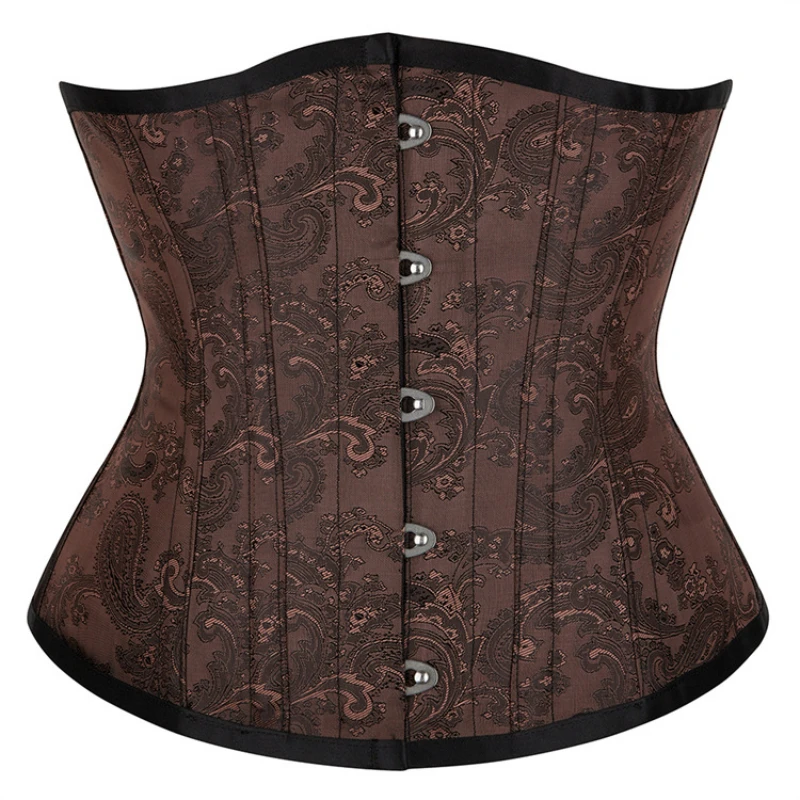 

New Fashion Corset Womens Brocade Underbust Boned Corsets Short Bustier Top Waist Trainer