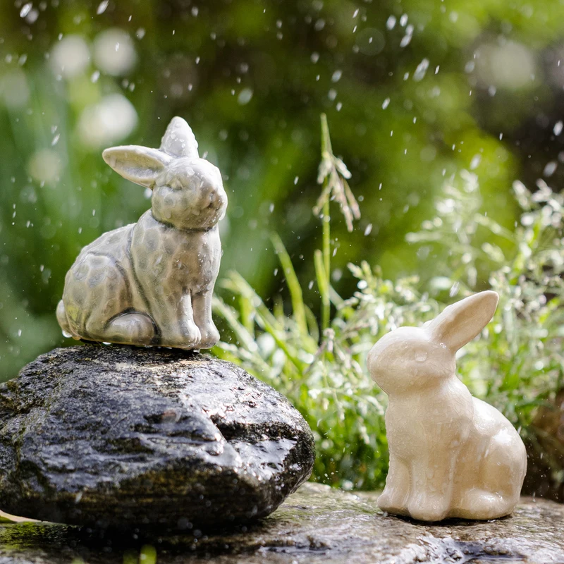 Cute Rabbit Gardening Ornament Ceramic Animals Figurines Outdoor