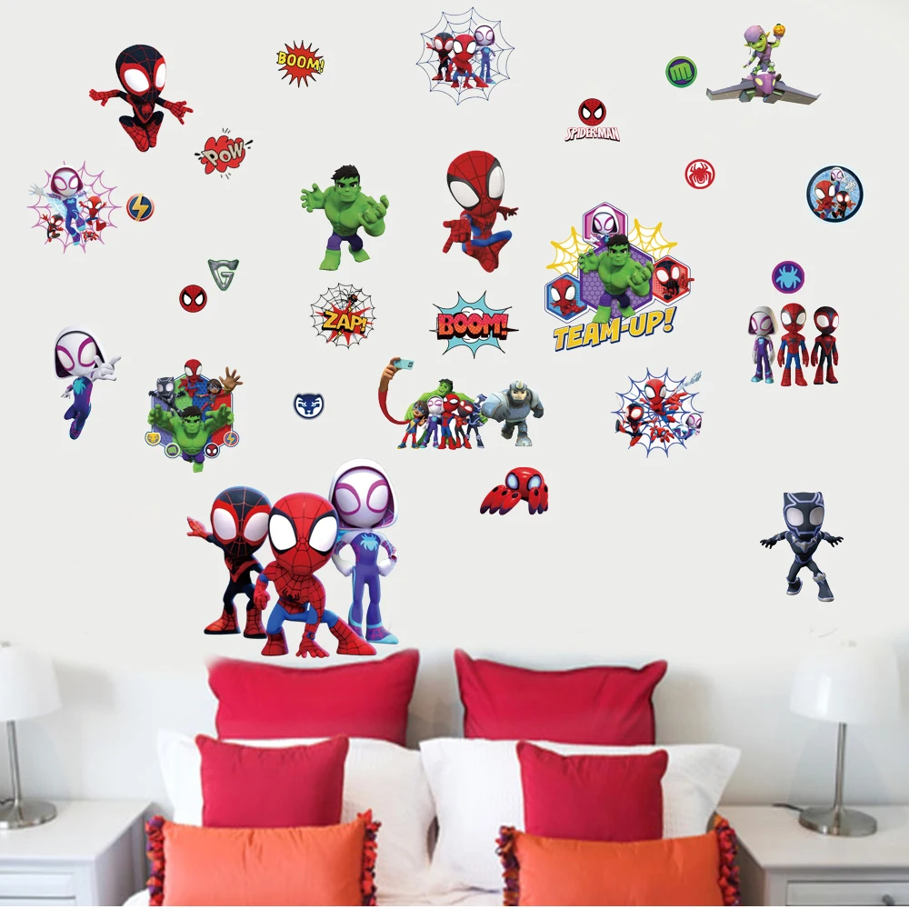 Cartoon Avengers Movie Wall Stickers For Kid's Rooms Kindergarten Living Room Bedroom Wall Decoration Self-adhesive Poster