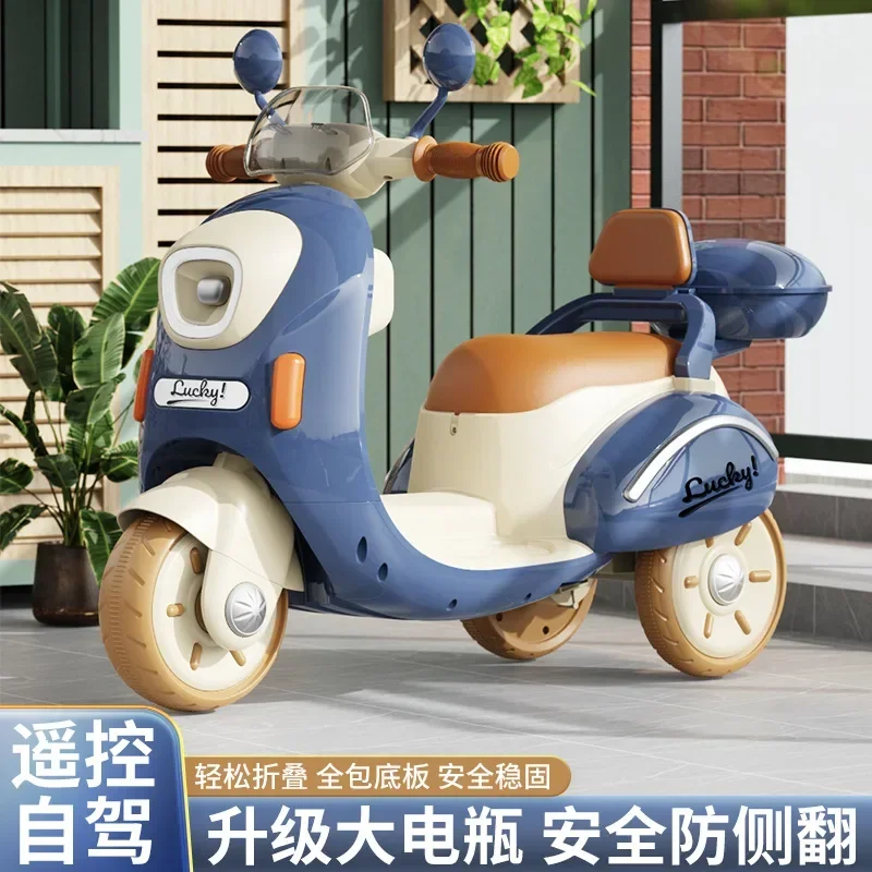 Children's Electric Motorcycle Tricycle Battery Car Charging Remote Control Toy Car Boys and Girls