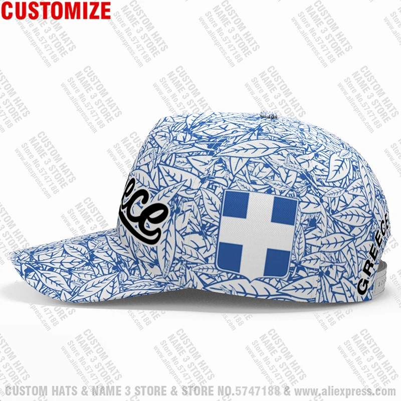 Greece men youth diy name number grc casual hat nation flag gr country greek republic s print photo word baseball cap