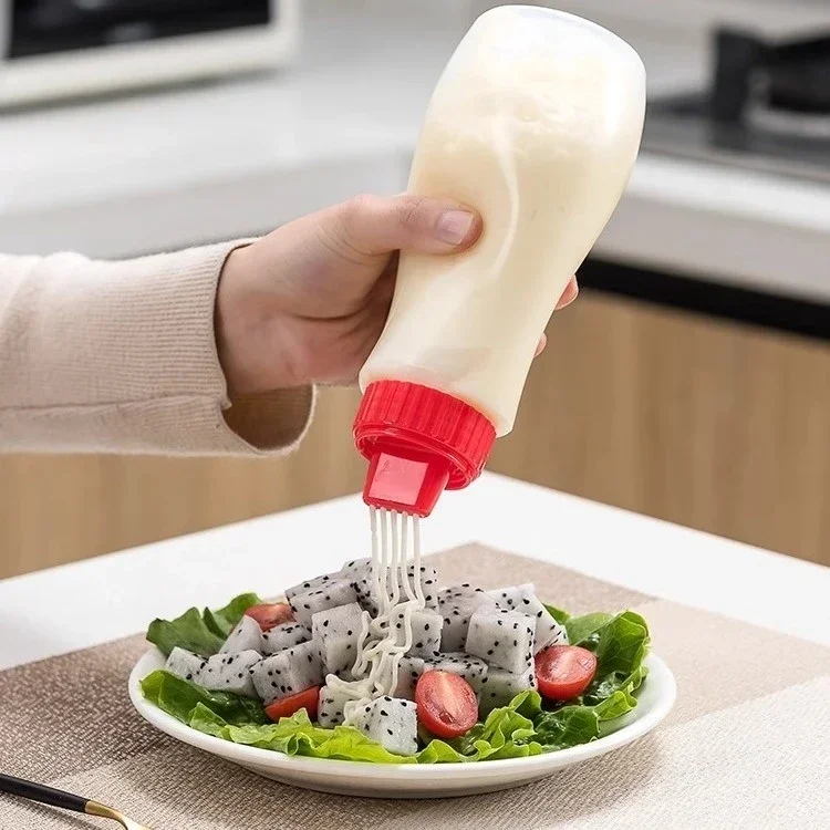 Jam Squeeze Bottles Condiment Bottles Home Kitchen Squeezed Bottle Food Grade Plastic Tomato Sauce Salad Sauce Porous Seasoning Tools Cup Body Sticker Cups Tumbler