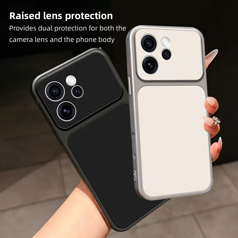Luxury Matte Leather Back Cover with Lens Protection