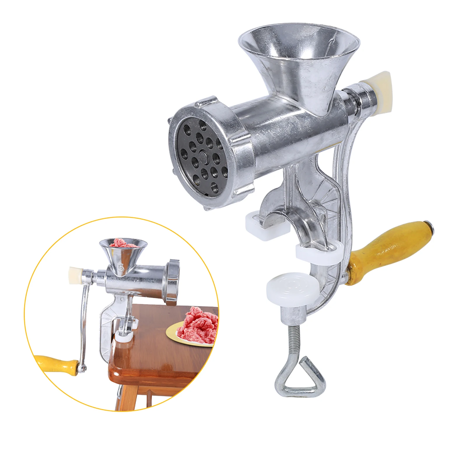Home Kitchen Tool Aluminium Alloy Hand Operate Manual Meat Grinder Sausage Beef Mincer Table Kitchen Home Tool