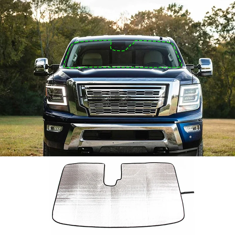 

For Nissan Titan 2020-2023 Aluminum Foil Car Front Windshield Full Window Glass Sun Protection Parasol Car Accessories