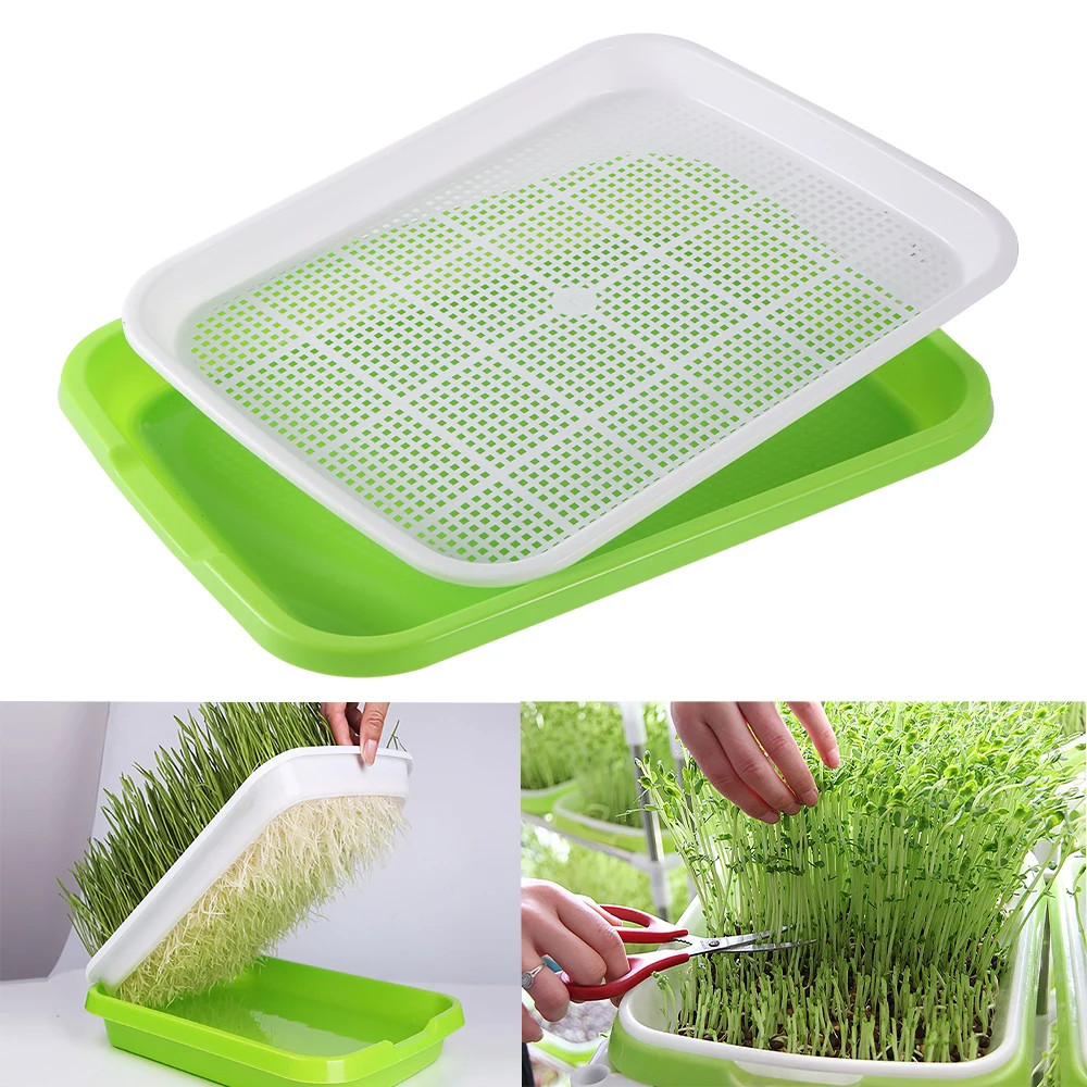 Hydroponic Seedling Green Tray For Sprouts Soil-Free Planting Box Gardening Supplies Horticultural Hydroponic System Tool 1Set hydroponic germination tray