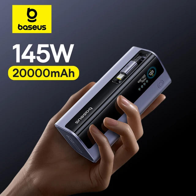 Baseus 145W Power Bank, 20000mAh, Built-In 100W Retractable Type-C Fast Charging 1