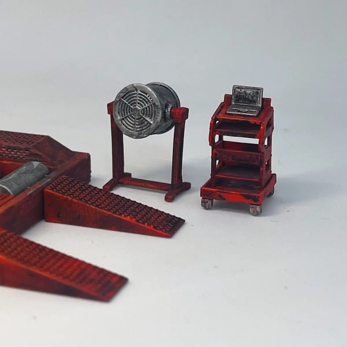 1/64 마력 기계 세트 섀시 감지 시스템 모델, 차고 장면 액세서리