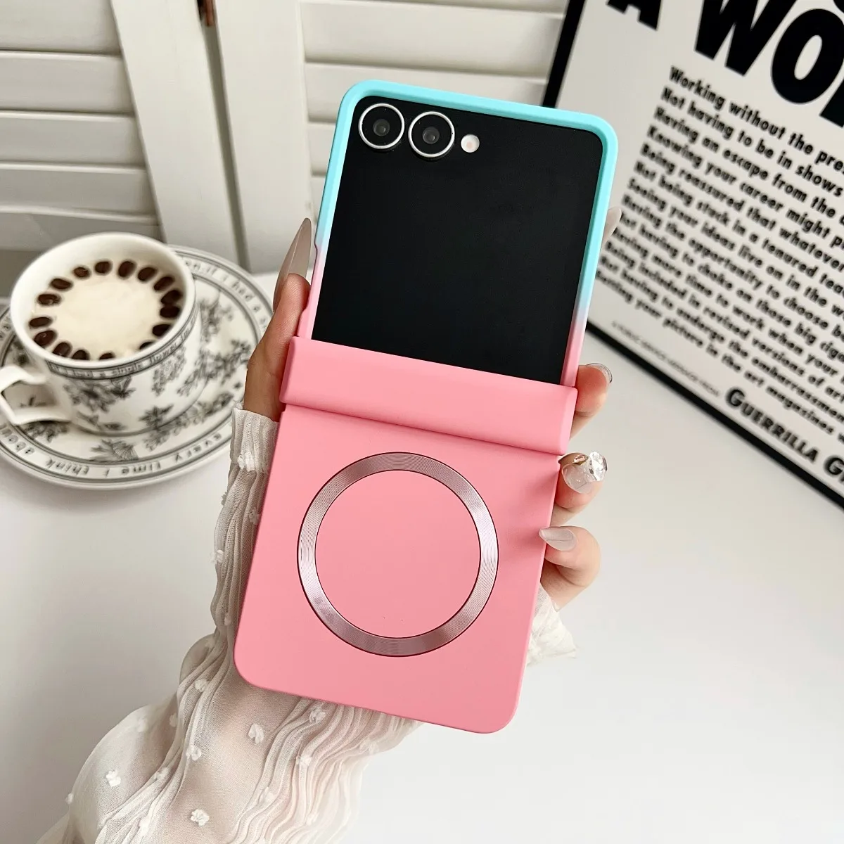 Magnetic Hinge Protection Phone Case with Double Color Gradient