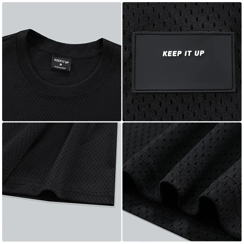 الرجال الصالة الرياضية العضلات قميص الجري تجريب فض...