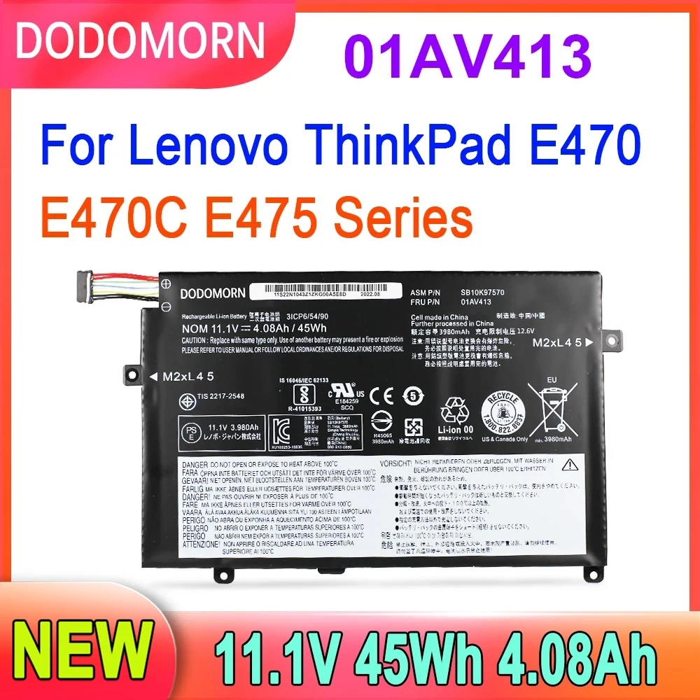 Bateria do Portátil Lenovo Thinkpad E470 E470c E475 Sb10k97569 Sb10k97570 Sb10k97568 01av412 01av411 11.1v 45wh 4080mah