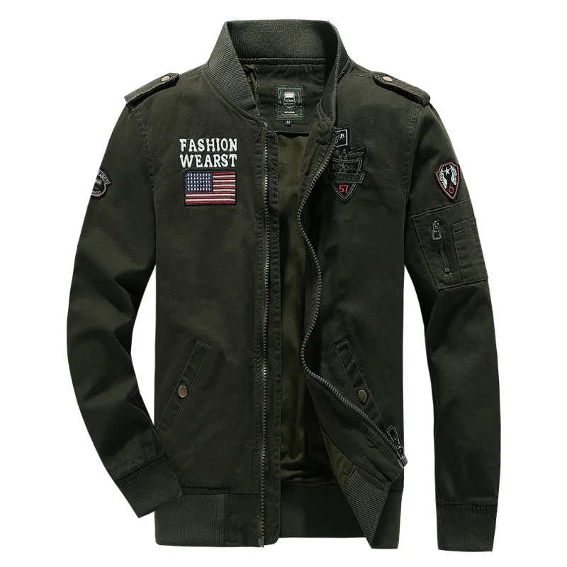 Spring and Autumn Outdoor Stand up Collar Jacket American Retro Loose Wear resistant Cotton Work Clothes MA1 Pilot Jacket 5