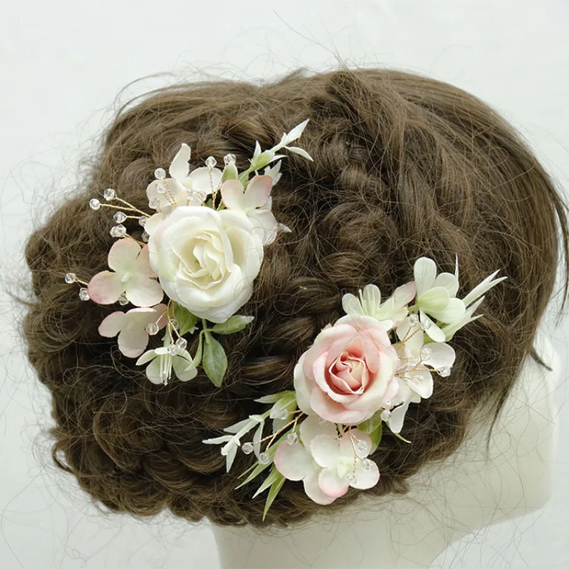Pink Romantic Artifical Flowers Bridemaid Photography Hair Accessories Wedding Decorations Bridal Headdress