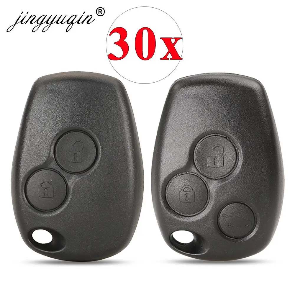 

jingyuqin 30pcs/lot 2/3 Buttons Remote Key Shell Case For Renault Duster Logan Fluence Clio for Nissan Opel No blade