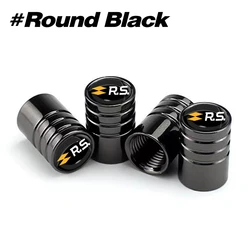 4Pcs Car Valve Caps Wheel Tires Air Tyre Stem Protective Cover (Round Black)
