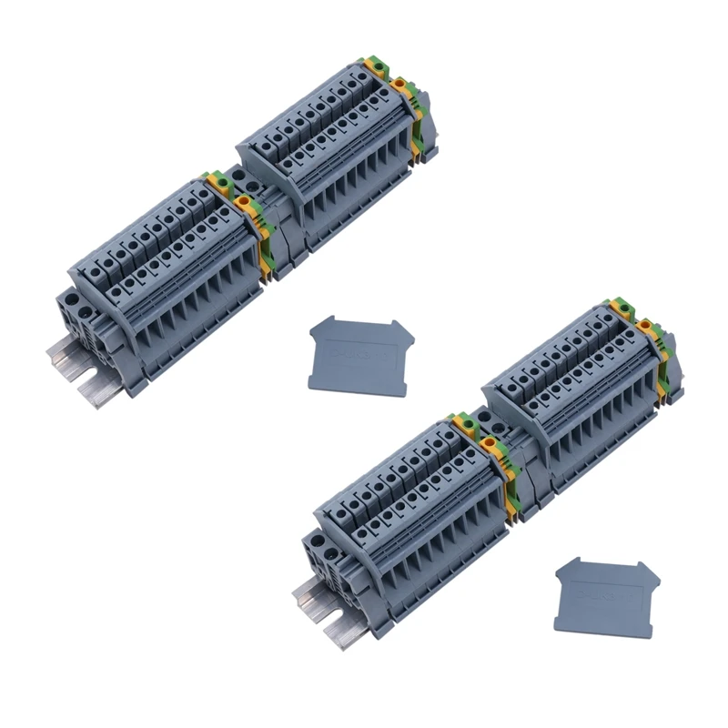 Din Rail Terminal Blocks Kit,Uk5N Terminal +Ground Blocks+Aluminum Rail+D Uk End Covers+E/Uk End