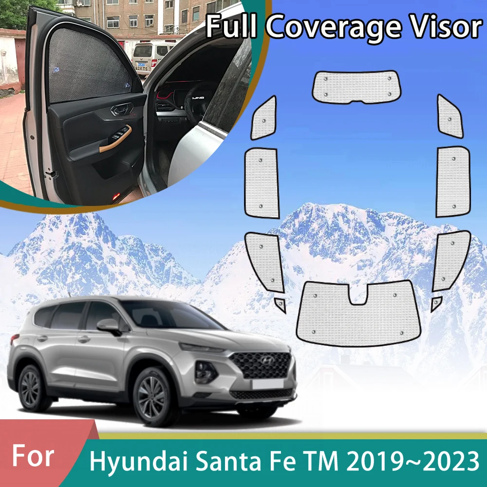 

Солнцезащитные очки для Hyundai Santa Fe TM 2019 2020 2021 2022 2023, солнцезащитные оконные шторы, козырек, автомобильные аксессуары, наклейки
