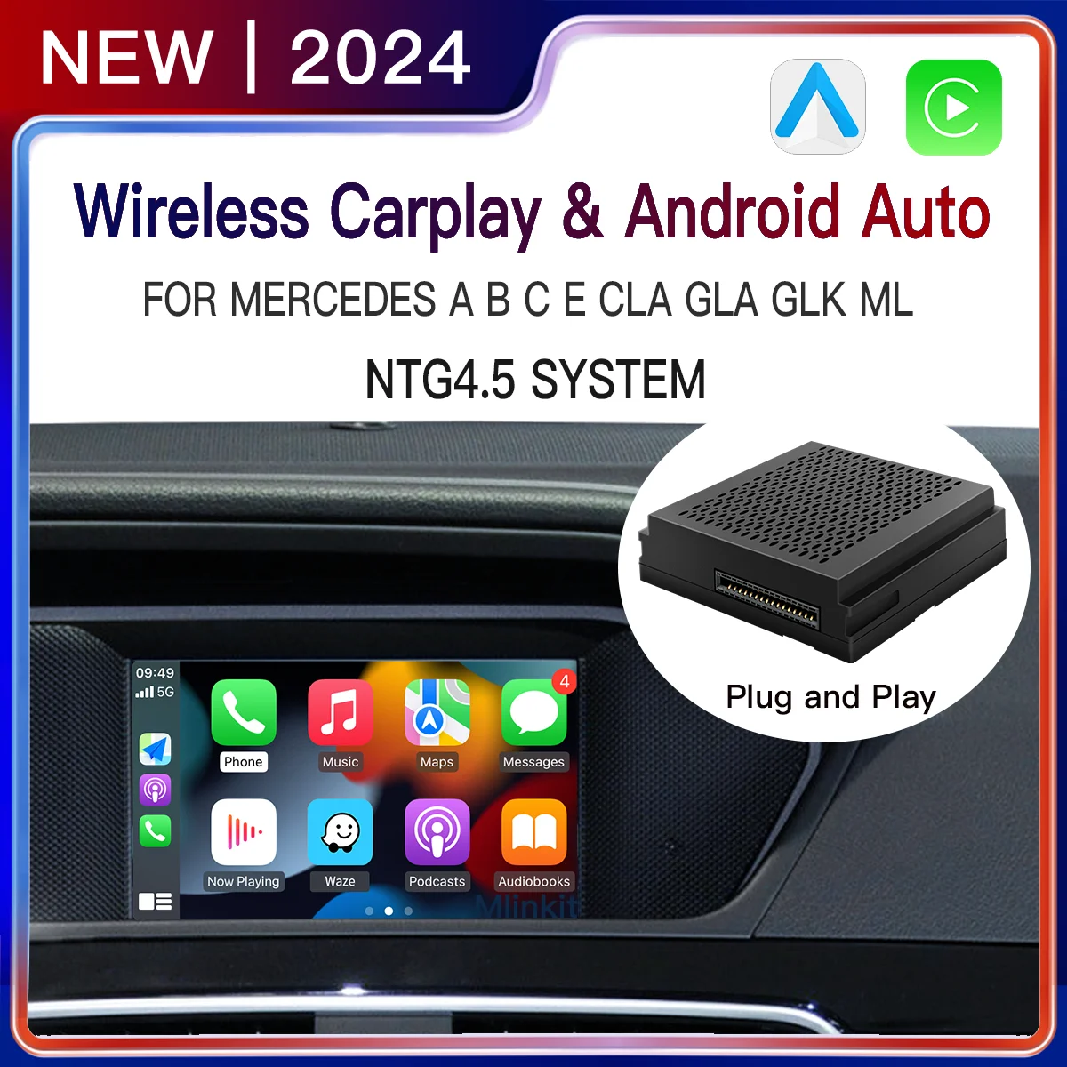 

Wireless Carplay Android Auto A B C E G GLA CLA GLK ML Class For Mercedes NTG4.5 Becker W177 Mercedes Benz W204 Apple Carplay