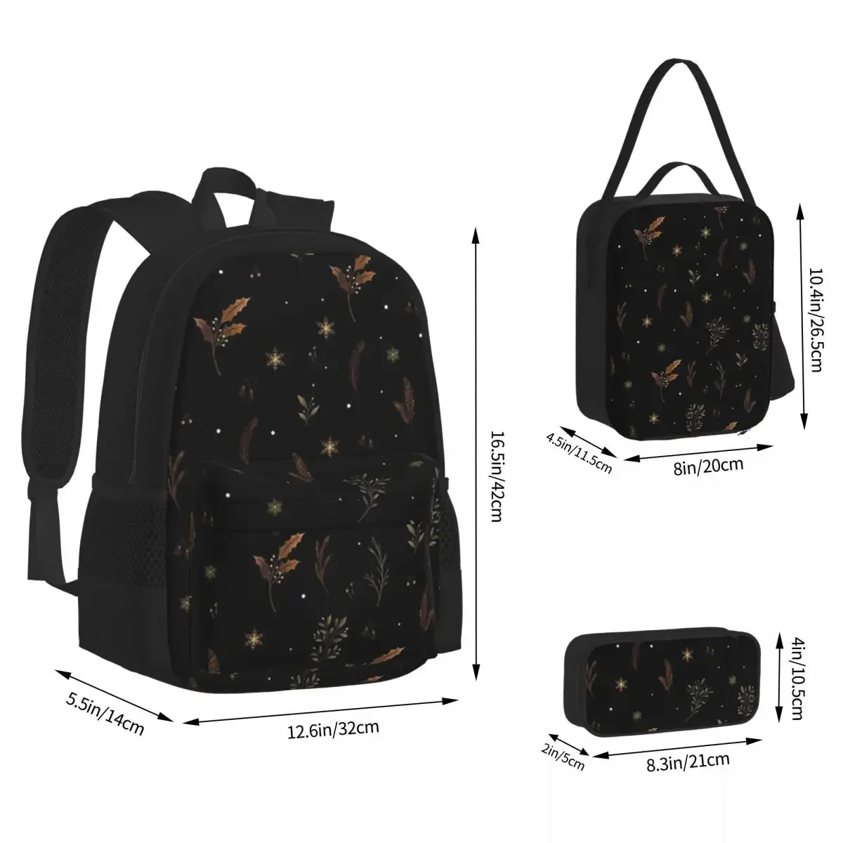 

Moonlit Garden-Winter Brown Backpacks Boys Bookbag Children School Bags Cartoon Kids Rucksack Lunch Bag Pen Bag Three-Piece Set