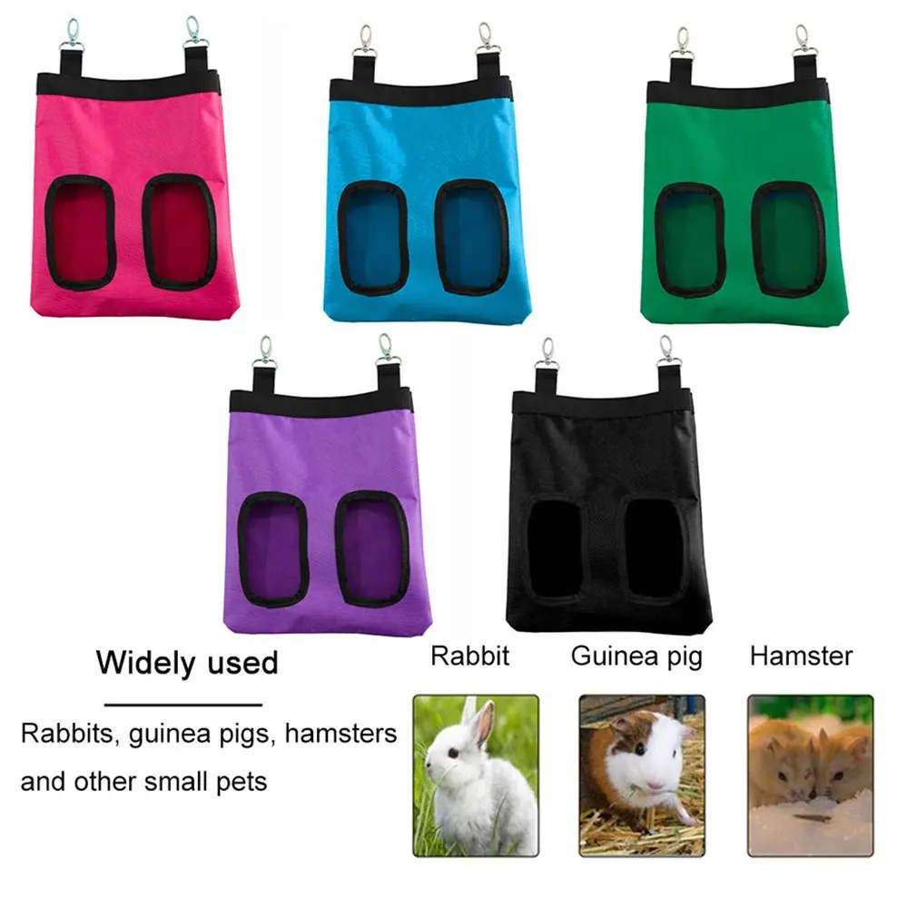 New Two Holes Rabbit Feeding Bag Guinea Pig Hamster Small Pet Hay Snack Bag Portable Pet Outing Snack