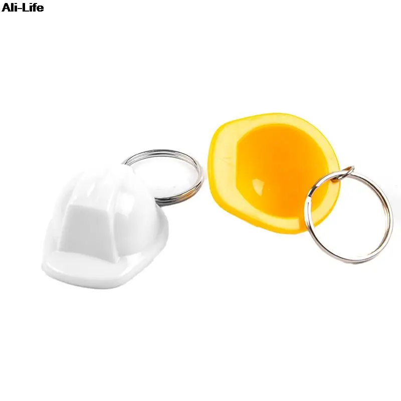 1PC Safety Helmet Hard Hat Event Holiday Creative Yellow/White Color Keychain Jewelry Gifts for Women Men