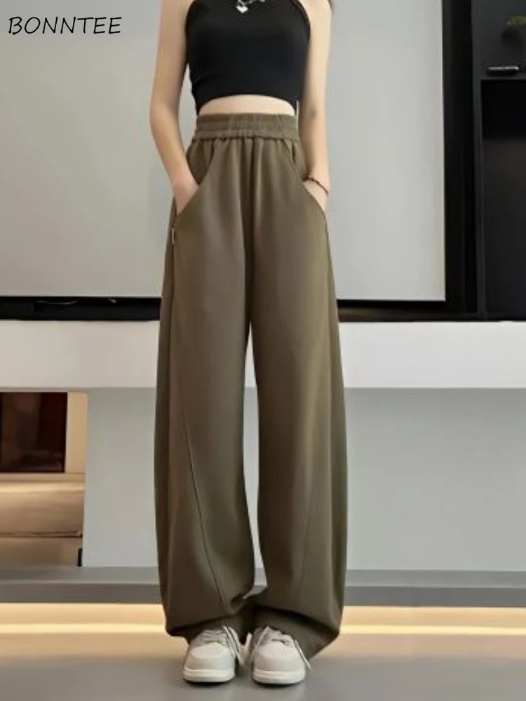 

Pants Women Leisure 5 Colors Summer Solid All-match Korean Style Loose Spring Comfortable Elastic Waist Fashion Simple New Retro