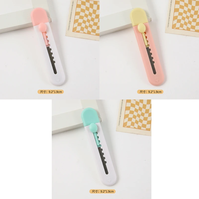 아트 나이프 3개, 도파민 캔디 컬러 휴대용 펜 나이프, 개봉 및 포장 풀기용 나이프, 수동 회계용 및 종이 절단용 나이프